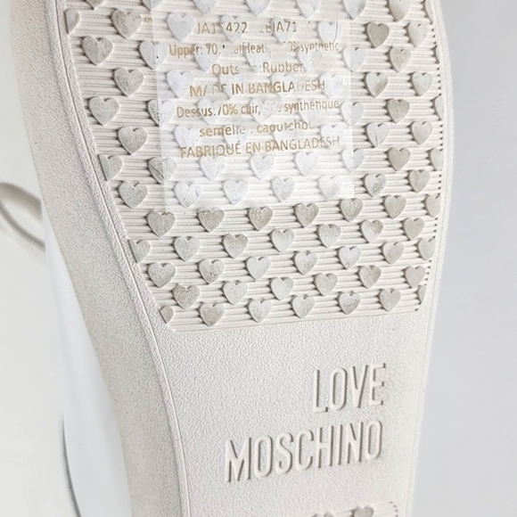 NWT Love Moschino Women's White Black Leather Low Top Sneakers Logo  Size 10/41 - Picture 11 of 16